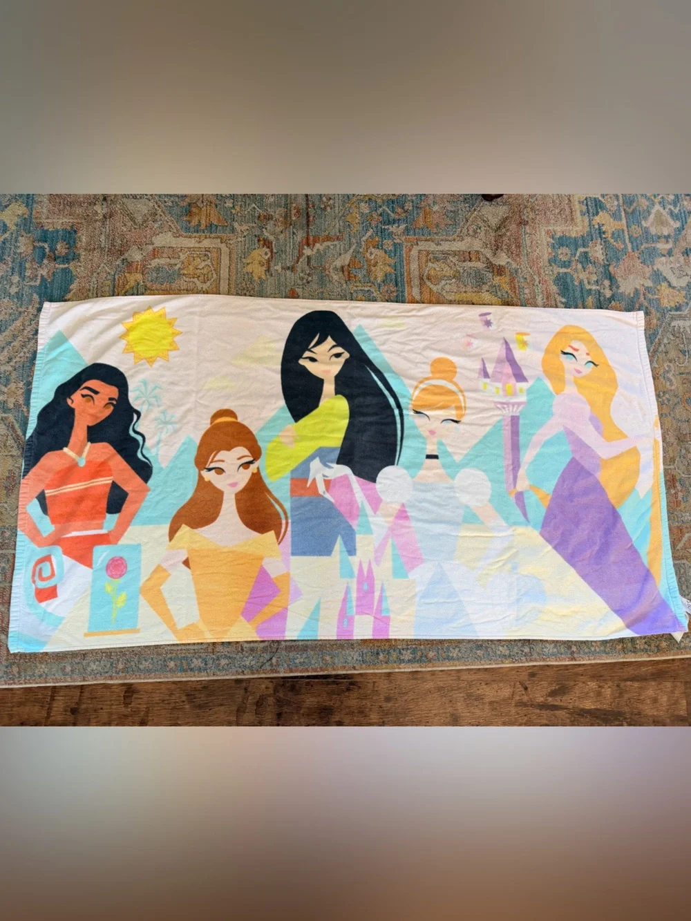 Disney Store Princess Beach Towels Set of 2 | Belle Mulan Moana Rapunzel Aurora